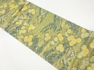 波に花々・松・家屋模様織出し袋帯